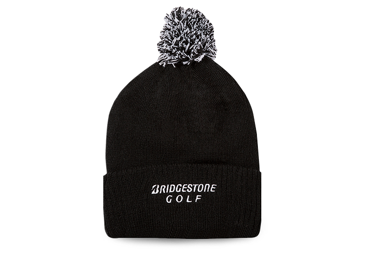 Bridgestone Golf Pom Beanie Black Back